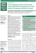 Cover page: Gout, Hyperuricaemia and Crystal-Associated Disease Network (G-CAN) common language definition of gout