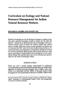 Cover page: Curriculum on Ecology and Natural Resource Management for Indian Natural Resource Workers