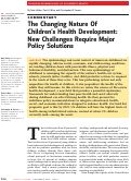 Cover page: The Changing Nature Of Children’s Health Development: New Challenges Require Major Policy Solutions