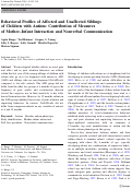 Cover page: Behavioral Profiles of Affected and Unaffected Siblings of Children with Autism: Contribution of Measures of Mother–Infant Interaction and Nonverbal Communication