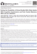 Cover page: Testing the Feasibility of Virtual Reality With Older Adults With Cognitive Impairments and Their Family Members Who Live at a Distance.