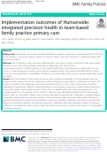 Cover page: Implementation outcomes of Humanwide: integrated precision health in team-based family practice primary care