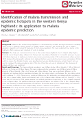 Cover page: Identification of malaria transmission and epidemic hotspots in the western Kenya highlands: its application to malaria epidemic prediction
