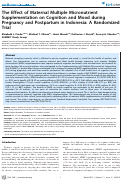 Cover page: The Effect of Maternal Multiple Micronutrient Supplementation on Cognition and Mood during Pregnancy and Postpartum in Indonesia: A Randomized Trial