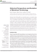 Cover page: Historical Perspectives and Evolution of Menstrual Terminology.