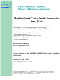 Cover page: Modeling Electric Vehicle Benefits Connected to Smart Grids