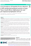 Cover page: Low prevalence of hepatitis B virus infection in HIV-uninfected pregnant women in Cape Town, South Africa: implications for oral pre-exposure prophylaxis roll out