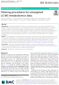 Cover page: Filtering procedures for untargeted LC-MS metabolomics data