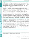 Cover page: Agreement on endoscopic ultrasonography‐guided tissue specimens: Comparing a 20‐G fine‐needle biopsy to a 25‐G fine‐needle aspiration needle among academic and non‐academic pathologists