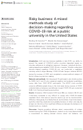 Cover page: Risky business: A mixed methods study of decision-making regarding COVID-19 risk at a public university in the United States