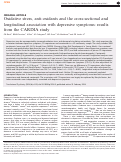 Cover page: Oxidative stress, anti-oxidants and the cross-sectional and longitudinal association with depressive symptoms: results from the CARDIA study