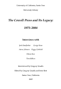Cover page: The Cowell Press and Its Legacy: 1973-2004