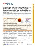 Cover page: Temperature-Dependent Hole Transfer from Photoexcited Quantum Dots to Molecular Species: Evidence for Trap-Mediated Transfer