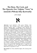 Cover page: The Hens, the Cock, and the Operatic Fox: Vulpine “Voice” in Janáček’s Příhody lišky Bystroušky