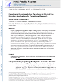 Cover page: Experimental psychopathology paradigms for alcohol use disorders: Applications for translational research