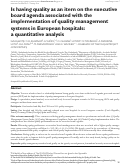 Cover page: Is having quality as an item on the executive board agenda associated with the implementation of quality management systems in European hospitals: a quantitative analysis