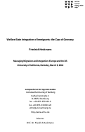 Cover page: Welfare State Integration of Immigrants: the Case of Germany