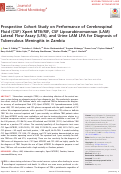 Cover page: Prospective Cohort Study on Performance of Cerebrospinal Fluid (CSF) Xpert MTB/RIF, CSF Lipoarabinomannan (LAM) Lateral Flow Assay (LFA), and Urine LAM LFA for Diagnosis of Tuberculous Meningitis in Zambia.