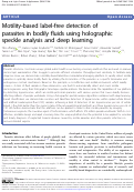 Cover page: Motility-based label-free detection of parasites in bodily fluids using holographic speckle analysis and deep learning