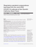 Cover page: Respiratory pandemic preparedness learnings from the June 2020 COVID-19 outbreak at San Quentin California State Prison