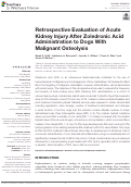 Cover page: Retrospective Evaluation of Acute Kidney Injury After Zoledronic Acid Administration to Dogs With Malignant Osteolysis