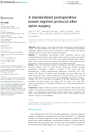 Cover page: A standardized postoperative bowel regimen protocol after spine surgery.