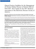 Cover page: Executive Summary: Clinical Practice Guideline for the Management of Chronic Kidney Disease in Patients Infected With HIV: 2014 Update by the HIV Medicine Association of the Infectious Diseases Society of America