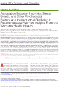 Cover page: Association Between Insomnia, Stress Events, and Other Psychosocial Factors and Incident Atrial Fibrillation in Postmenopausal Women: Insights From the Womens Health Initiative.