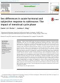 Cover page: Sex differences in acute hormonal and subjective response to naltrexone: The impact of menstrual cycle phase.