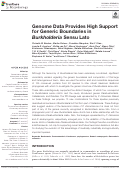 Cover page: Genome Data Provides High Support for Generic Boundaries in Burkholderia Sensu Lato