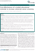 Cover page: Cost-Effectiveness of a Mailed Educational Reminder to Increase Colorectal Cancer Screening