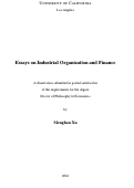Cover page: Essays on Industrial Organization and Finance