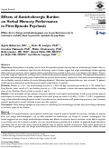 Cover page: Effects of Anticholinergic Burden on Verbal Memory Performance in First-Episode Psychosis.