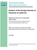 Cover page: Analysis of the Energy Intensity of Industries in California