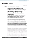 Cover page: Cerebral small vessel disease burden is associated with decreased abundance of gut Barnesiella intestinihominis bacterium in the Framingham Heart Study.
