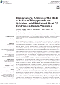 Cover page: Computational Analysis of the Mode of Action of Disopyramide and Quinidine on hERG-Linked Short QT Syndrome in Human Ventricles.