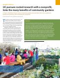 Cover page: UC pursues rooted research with a nonprofit, links the many benefits of community gardens
