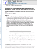 Cover page: Evaluating and communicating about the healthiness of foods: Predictors of parents judgments and parent-child conversations.
