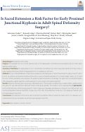 Cover page: Is Sacral Extension a Risk Factor for Early Proximal Junctional Kyphosis in Adult Spinal Deformity Surgery?