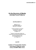 Cover page: On the Structure of Weekly Activity/Travel Patterns