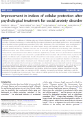Cover page: Improvement in indices of cellular protection after psychological treatment for social anxiety disorder