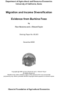 Cover page: Migration and Income Diversification Evidence from Burkina Faso