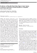 Cover page: Predictors of Hepatitis Knowledge Improvement Among Methadone Maintained Clients Enrolled in a Hepatitis Intervention Program