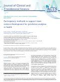 Cover page: Participatory methods to support team science development for predictive analytics in health