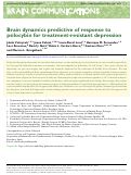 Cover page: Brain dynamics predictive of response to psilocybin for treatment-resistant depression.