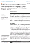 Cover page: Profile of bictegravir/emtricitabine/tenofovir alafenamide fixed dose combination and its potential in the treatment of HIV-1 infection: evidence to date