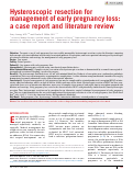 Cover page: Hysteroscopic resection for management of early pregnancy loss: a case report and literature review