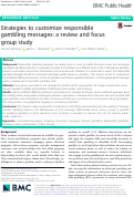 Cover page: Strategies to customize responsible gambling messages: a review and focus group study