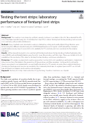 Cover page: Testing the test strips: laboratory performance of fentanyl test strips.