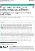 Cover page: Memory support training and lifestyle modifications to promote healthy aging in persons at risk for Alzheimer's disease: a digital application supported intervention (Brain Boosters)